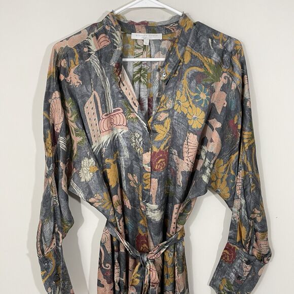 $398 Burning Torch Carlotta Silk Blend Caftan Belted Dress Sz XS Anthropologie - Picture 5 of 11